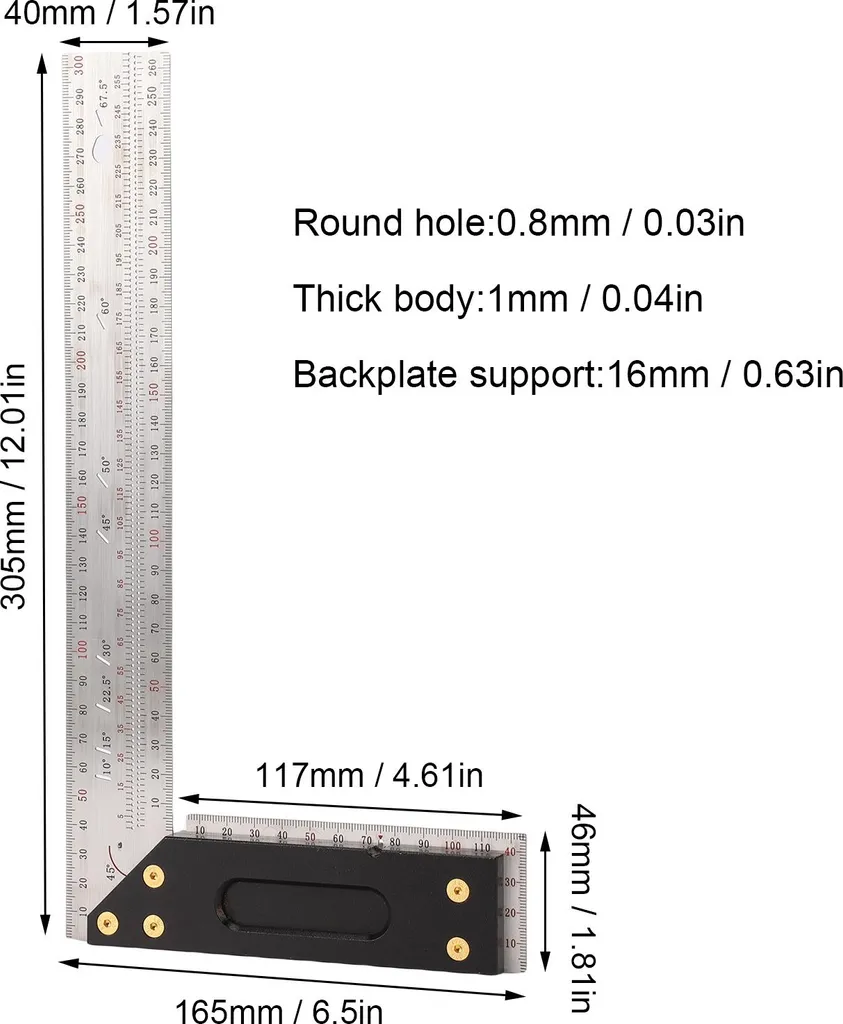 Équerre de précision 300 mm pour le travail du bois et construction - 19