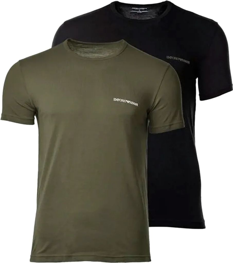 EMPORIO ARMANI Herren T-Shirt 2er Pack Kurzarm Rundhals Reine Baumwolle Art. EM000391 AF10800, M, Cotone 100%