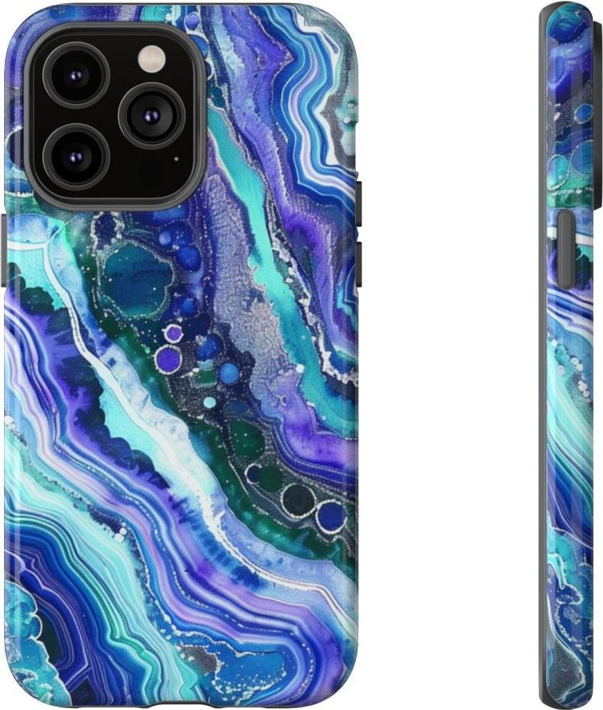 Blau-violette Geodenwirbel – Hülle Kompatibel mit iPhone 14 Pro Max