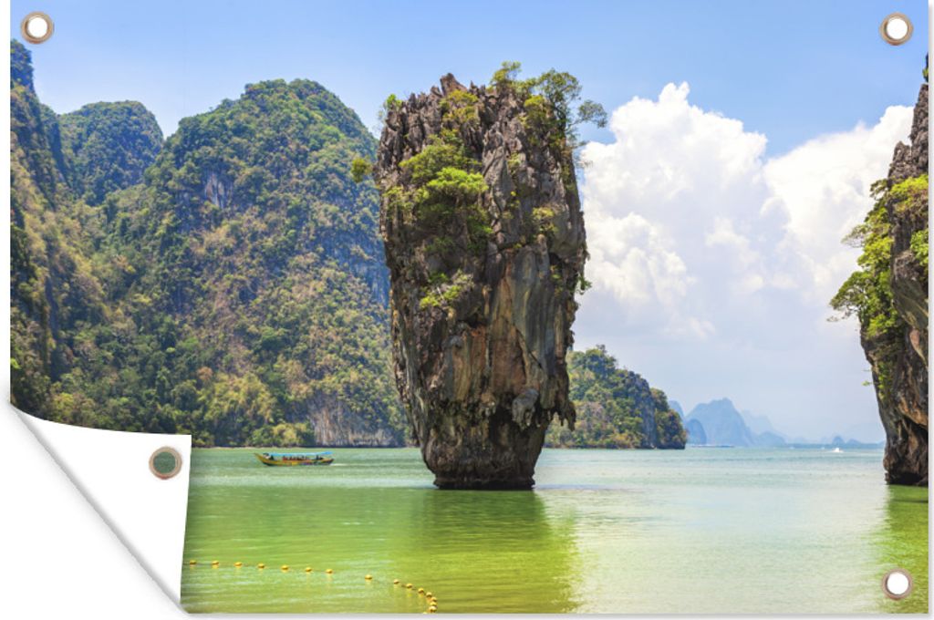 MuchoWow 120x80 cm Outdoor-Poster Gartendeko Sichtschutz Garten Poster für den Garten Der Felsen Khao Tapu in der Bucht von Phang Nga, Thailand