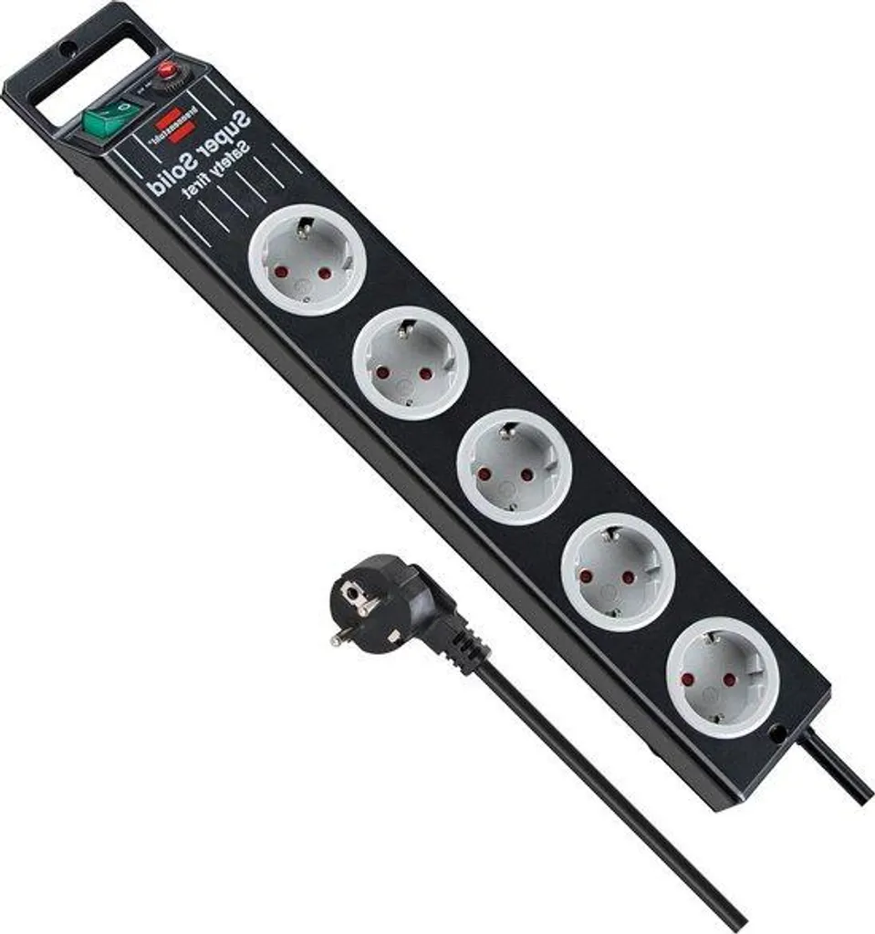 Multiprise 5 prises pour bureau avec bouton On/Off et coque résistante