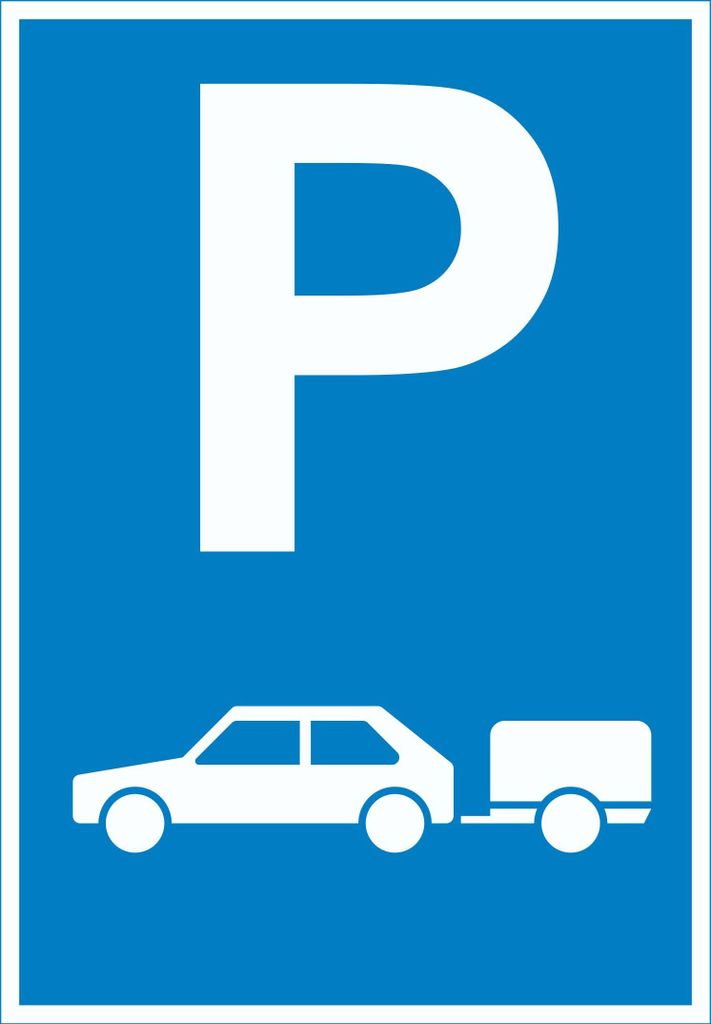 PKW mit Anhänger Parkplatz Schild Gespannparkplatz A4 Rückseite selbstklebend