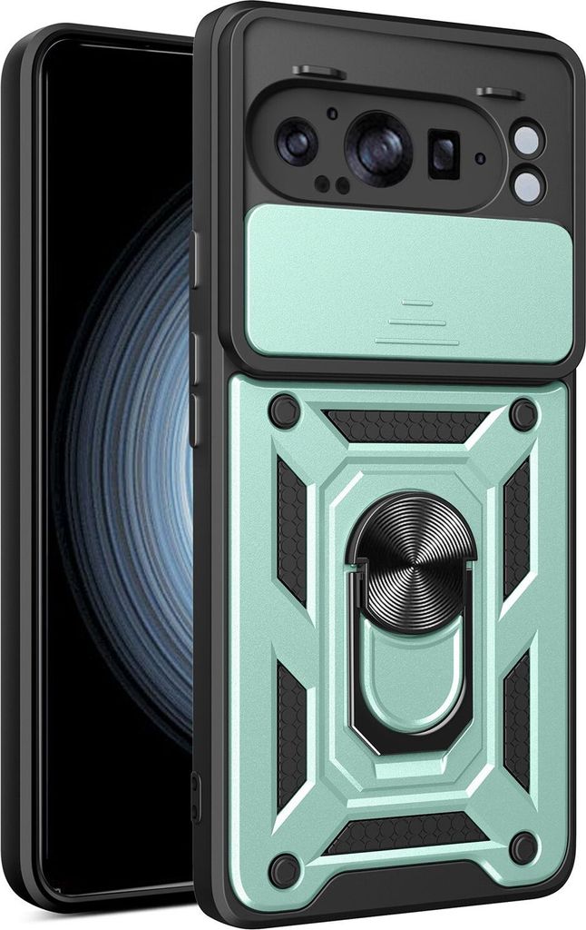 Hülle für Google Pixel 8A Magnetische Ring Ständer Halter Dia Kameraschutz TPU Bumper Silikon Schutzhülle Grün