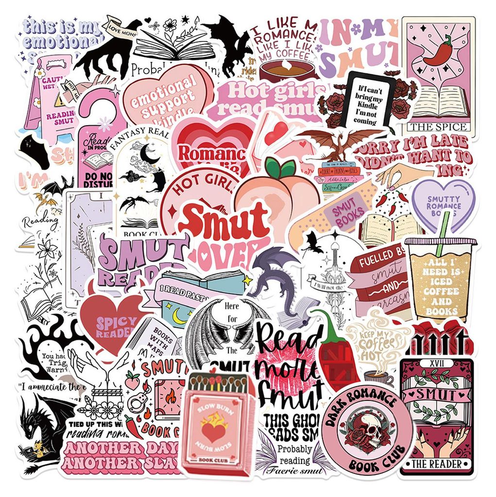 Bookish Smutty Stickers, 52 Stück lustige Smutty-Buchaufkleber für Kindle, Bookish Stickers, ästhetische Leseaufkleber, wasserdichte Booktok-Äs...