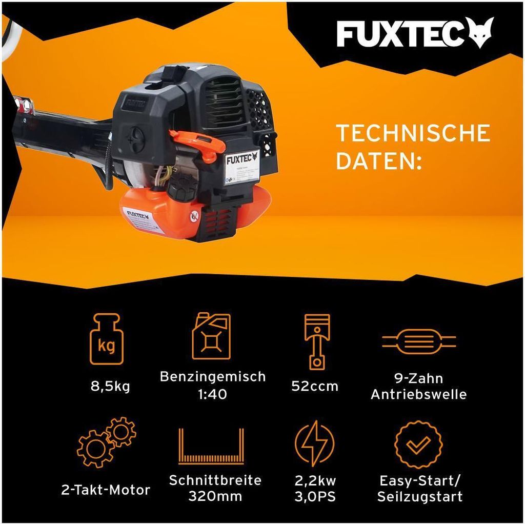 FUXTEC Profi Benzin-Motorsense | 3 PS Rasentrimmer | Produktbild 2