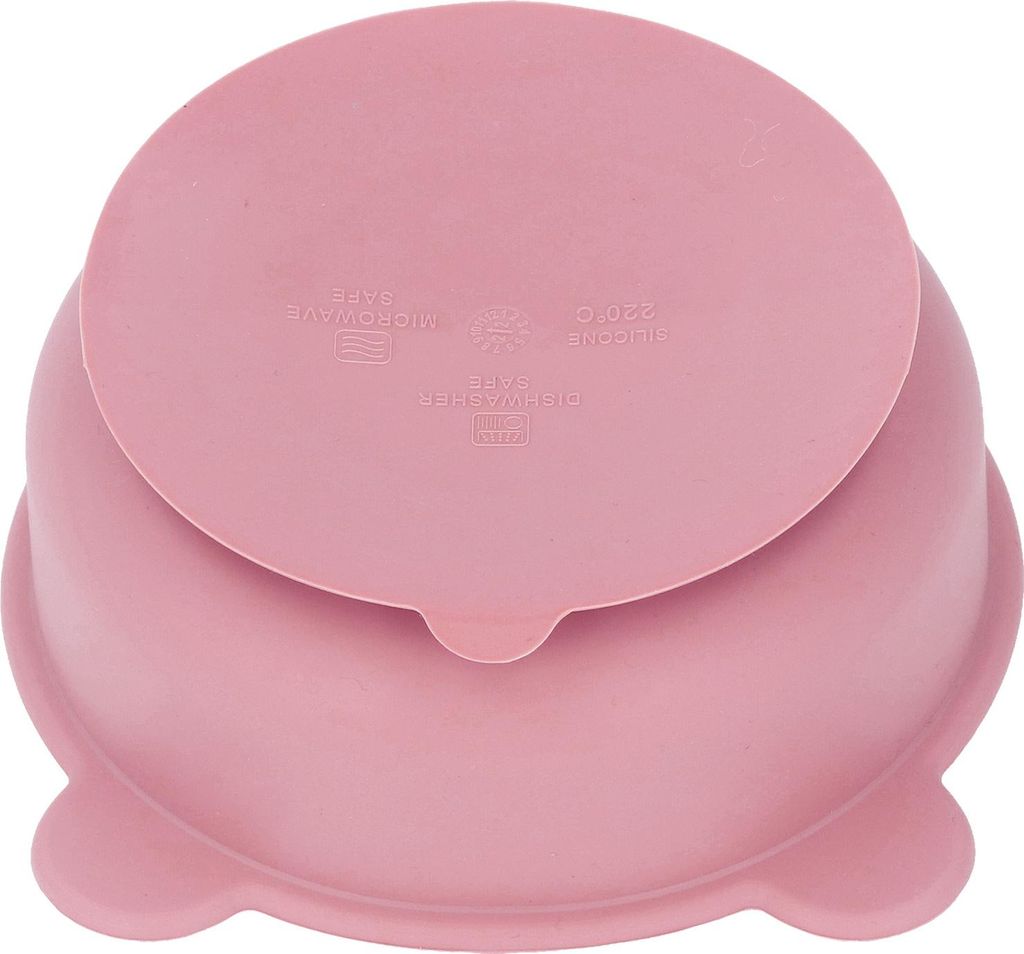 Babyschale aus lebensmittelechtem Silikon, Cartoon-Bärenform, Kleinkindschalen mit Saugnapf, für Babys, Kinder, Kleinkinder, Rosa