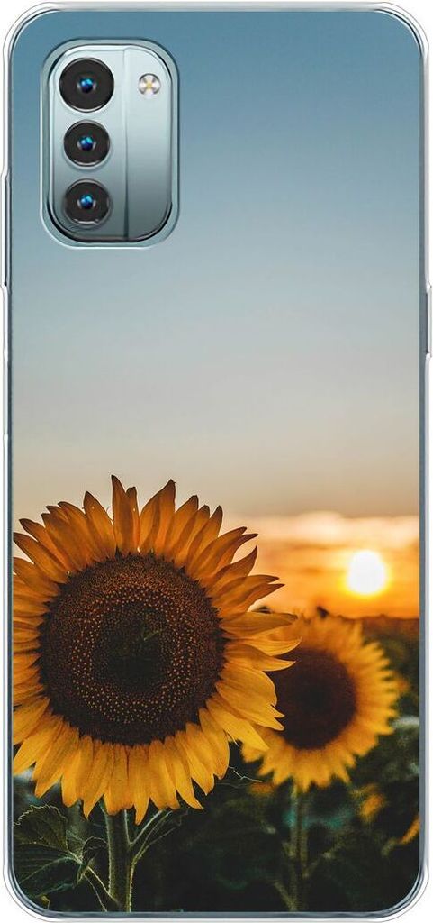 König Design Hülle kompatibel mit Nokia G11 Kunststoff Soft Handyhülle - Handy Case Sonnenblumen