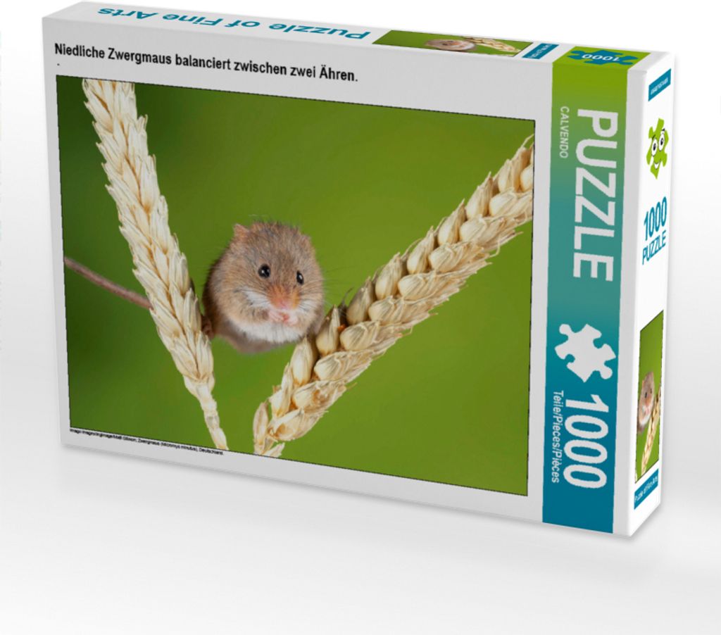 CALVENDO Puzzle Niedliche Zwergmaus balanciert zwischen zwei Ähren. | 1000 Teile Lege-Größe 64x48cm Foto-Puzzle für glückliche Stunden