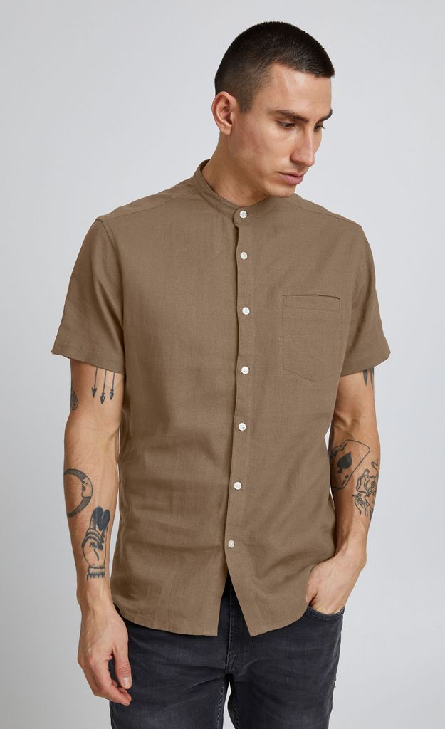 11 Project PROcke Herren Kurzarmhemd aus Leinenmix Herrenhemd Hemd