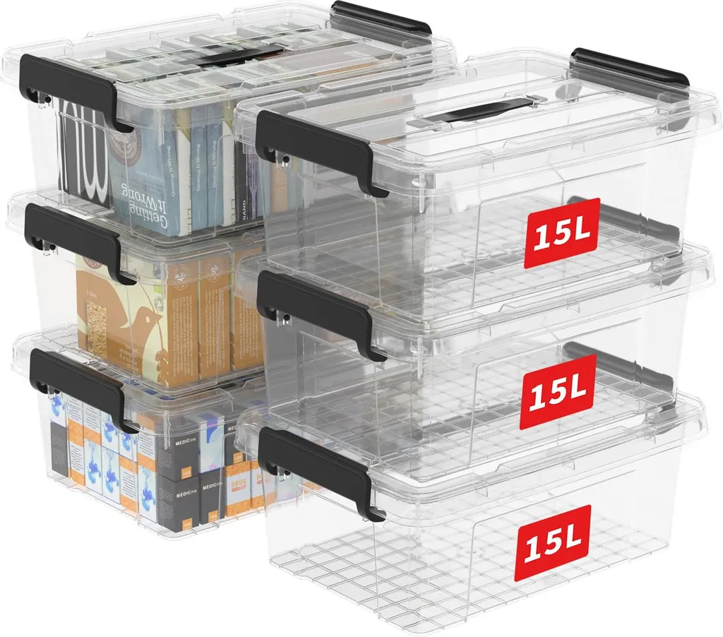 Rangement Maison : Boîtes en Plastique Cetomo 15 x 6 pour Dressing et Bureau