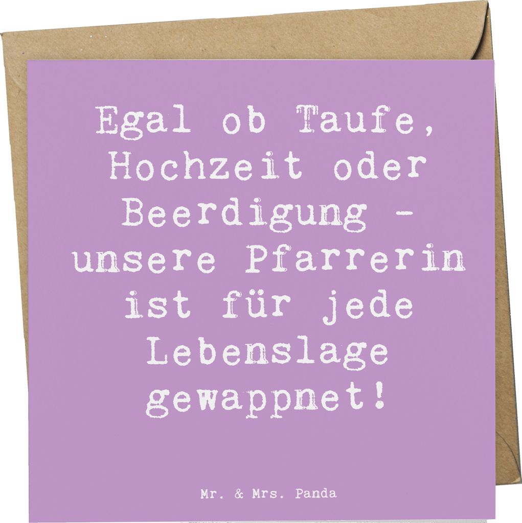 Mr. & Mrs. Panda Grußkarte Spruch Pfarrerin Immer Da - Lavendeltraum - Geschenk, faltkarte, Gemeinschaft, Klappkarte, Berufung, Taufe, Trost, Lebe...