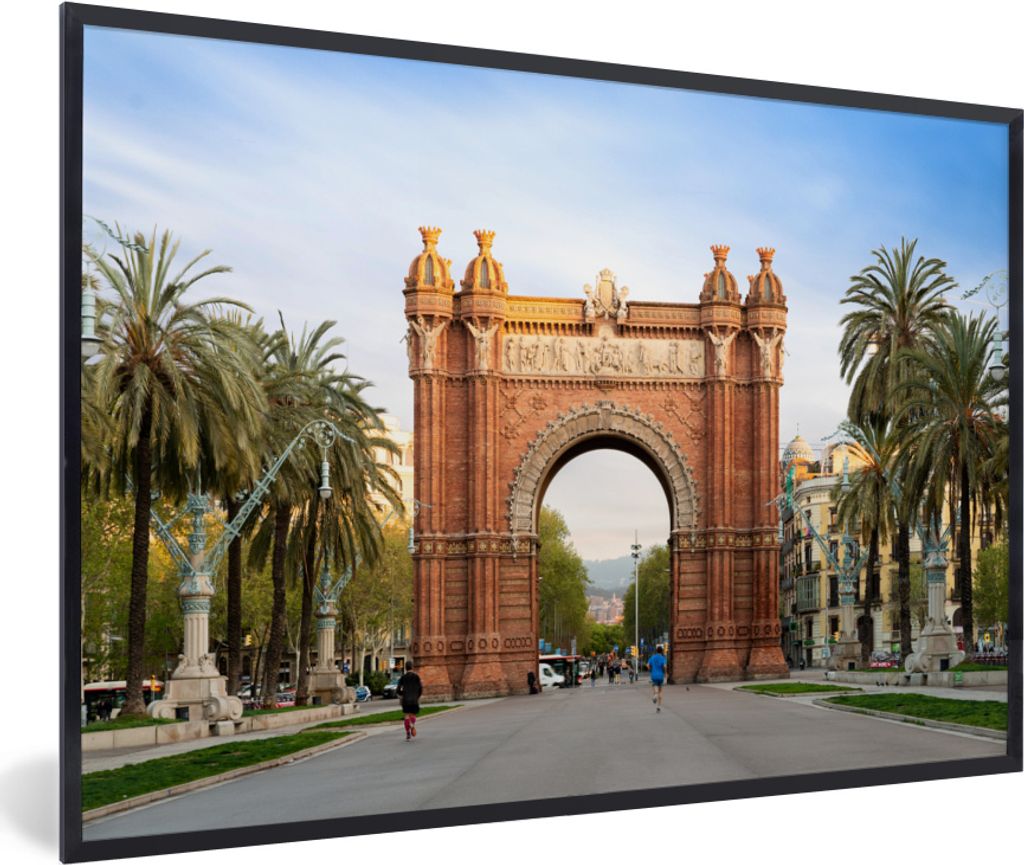 MuchoWow MuchoWow Gerahmtes Poster Hafen - Barcelona - Spanien 90x60 cm - Poster mit zchwarzem Bilderrahmen - Fotorahmen - Foto-Plakat
