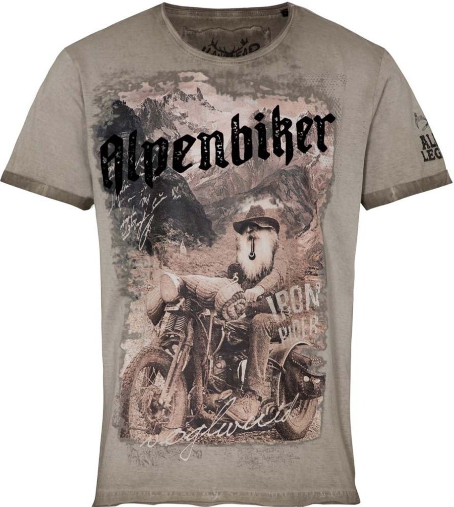 Trachtenshirt Yogi Alpenbiker greige 4XL