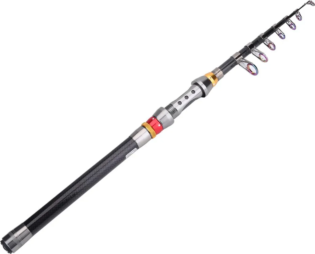 Canne à pêche fibre de carbone portable 2.7m, structure rigide légère - 2