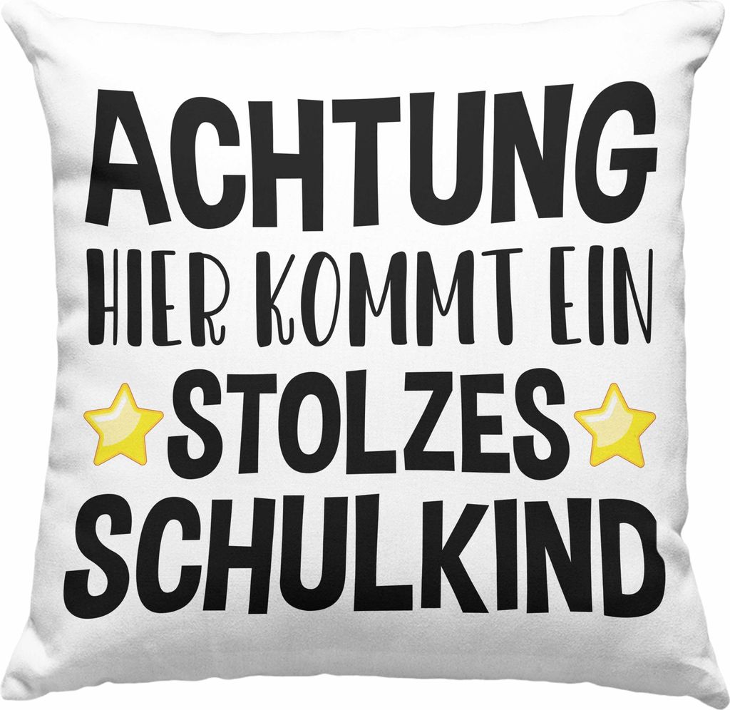 Trendation - Einschulung Junge Mädchen Geschenk Schultüte Füllung Deko-Kissen mit Füllung 40x40 Schulstart 1. Schultag Schuleinführung Schulan...