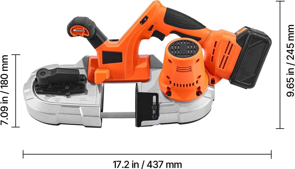 SucceBuy Sega a nastro a batteria da 20 V con velocità variabile e profondità di taglio di 65 mm - 8