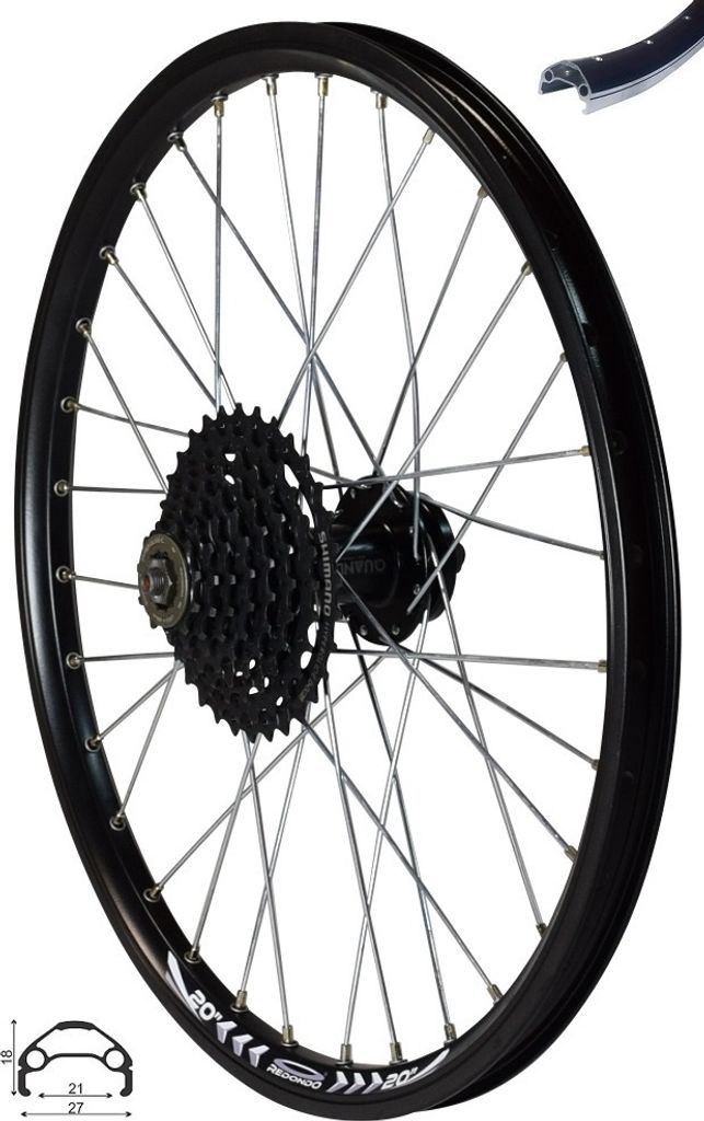 REDONDO 20 Zoll Hinterrad Laufrad Felge Schwarz Disc + Produktbild 