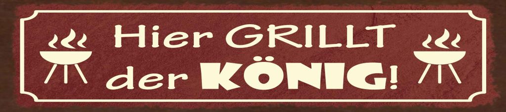 vianmo Holzschild 10x46 cm hier grillt der König