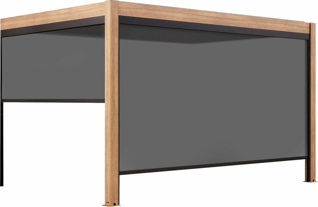 Motorisierte Bioklima-Pergola mit Beleuchtung 3 x 4 m und 2 Jalousien - Oviala Thebes
