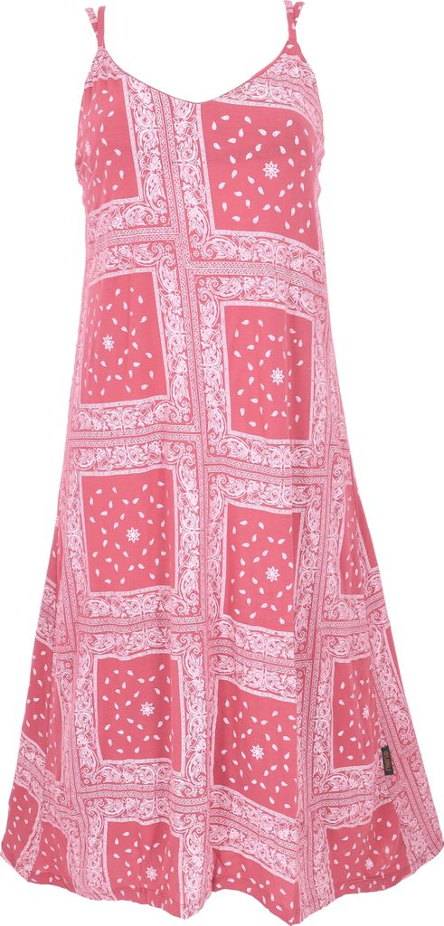 Midikleid mit Patchworkdruck, Sommerkleid, Trägerkleid - Koralle, Damen, Rot, Viskose, Größe: XL