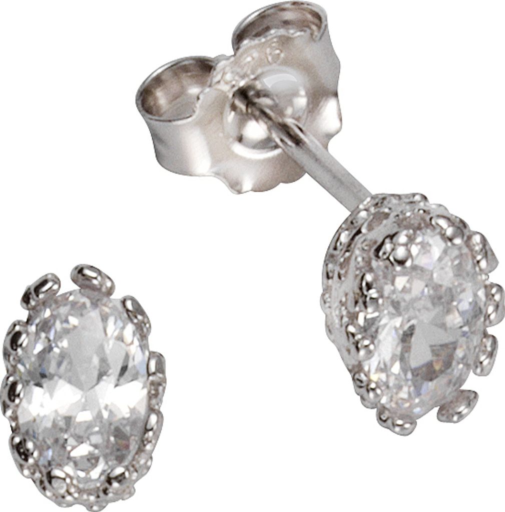 F Ohrstecker 925/- Sterling Silber 0,7cm weiß Zirkonia weiß 358220450
