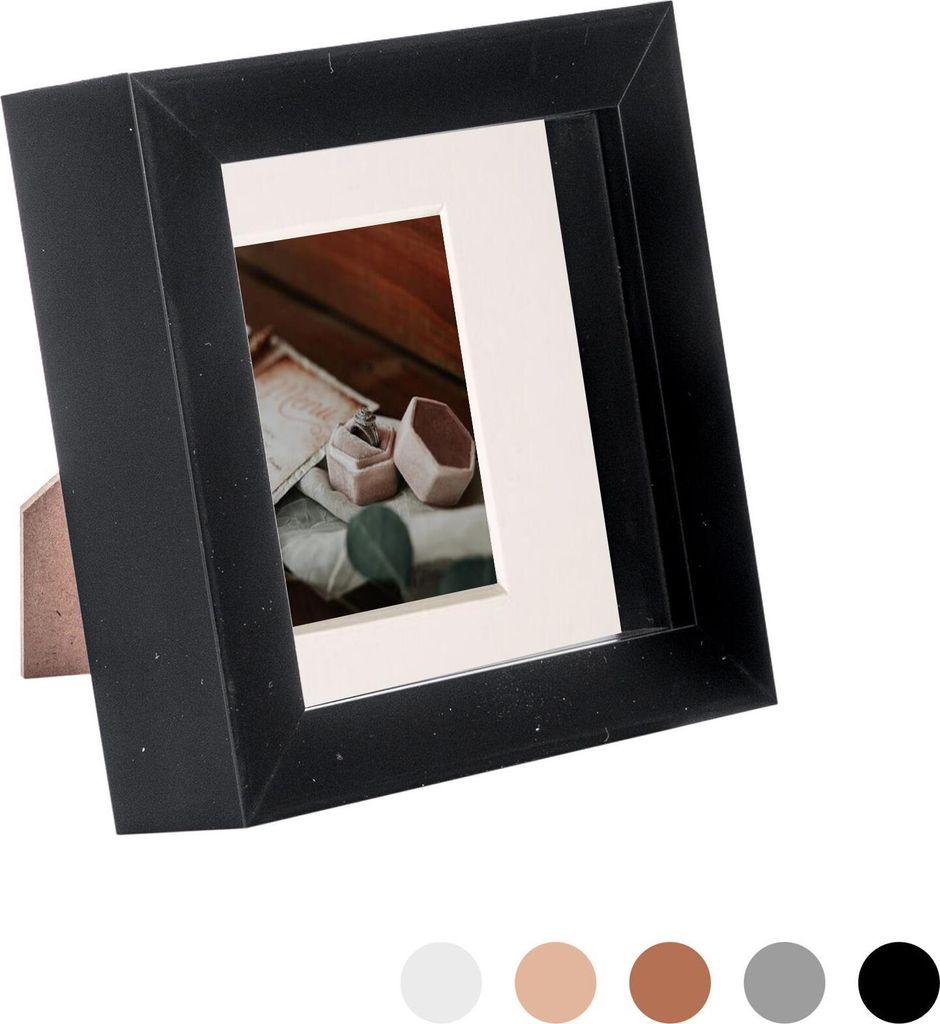 Nicola Spring 4 x 4 3D Shadow Box Bilderrahmen - Craft Anzeigen Bilderrahmen mit 2 x 2 Montieren - Glas Aperture - Schwarz / Elfenbein