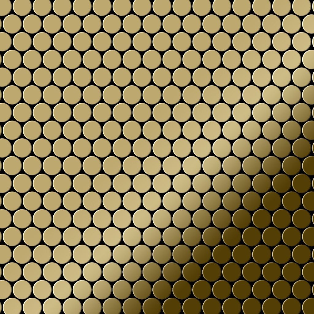 Mosaik Fliese massiv Metall Titan hochglänzend gold 1,6mm Produktbild 