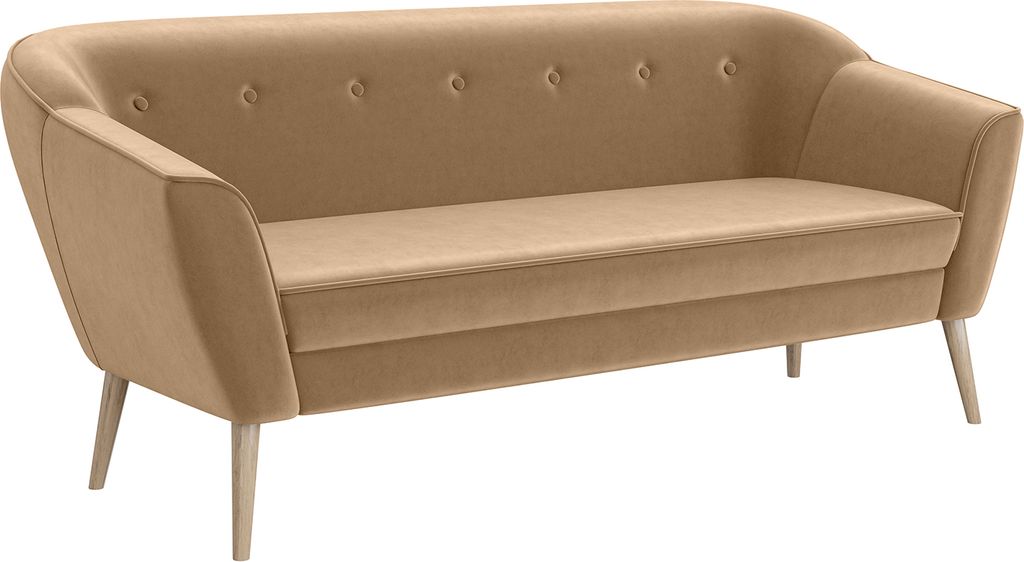 MEBLINI Mini Sofa 3-Sitzer für Wohnzimmer - Mini Lounge für drei Personen - Küchensofa - Sofa Klein - DORIS - 3 - Beige Samt