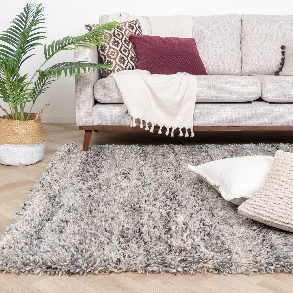 Volero - Hochflor Wollteppich - Royal Hellgrau Meliert - 230x330 cm - Wohnzimmer, Esszimmer, Schlafzimmer - Ländlich, Modern, Skandinavisch