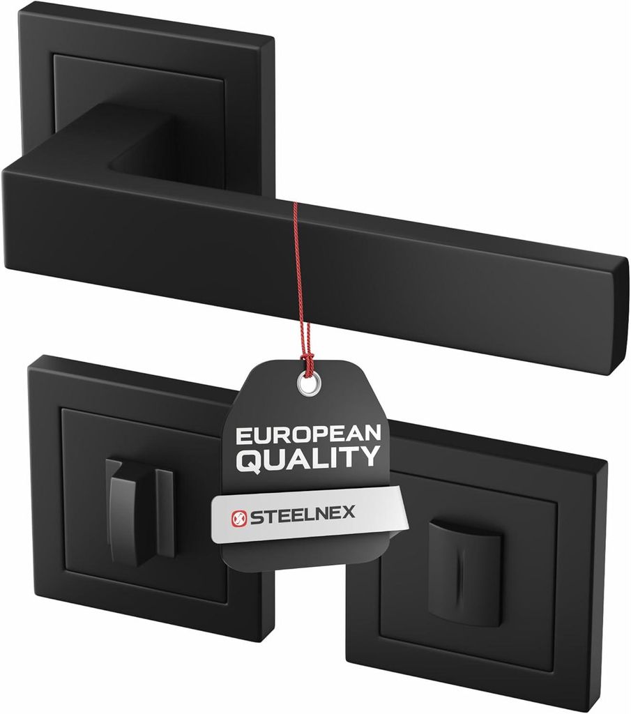 Türklinke Schwarz Matt - Türgriff Set aus Aluminium für Produktbild 