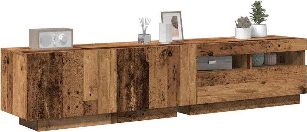 "2026 Promotion" TV-Schrank - TV-Lowboard - mit LED-Leuchten - Altholz-Optik 180x35x40 cm - TV-Regal CC18546