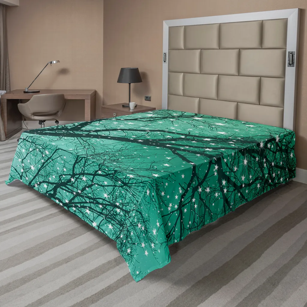 Drap de lit supérieur décoratif motif étoiles hivernal 275x260 cm