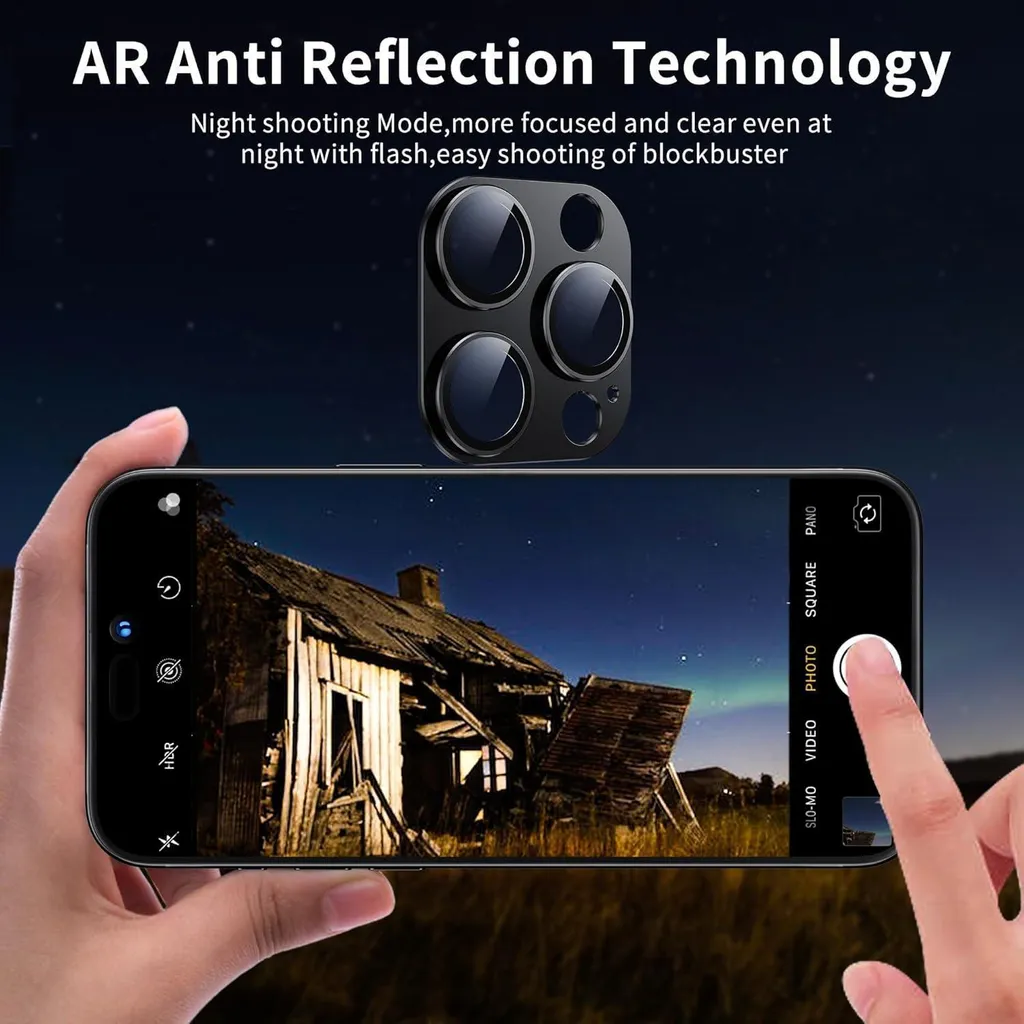 Protège Caméra iPhone 15 Pro Max Noir - Évitez les Rayures Verre 9H Mat - 3