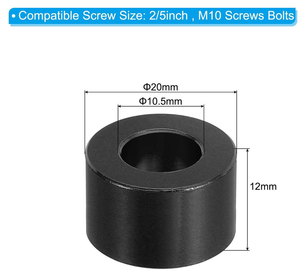 M10 Aluminium Abstandshalter 8 Stš¹ck Distanzhš¹lsen Rund Unterlegscheiben 10,5 mm ID x 20 mm OD x 12 mm L Schrauben Dichtungsring fš¹r Repar...