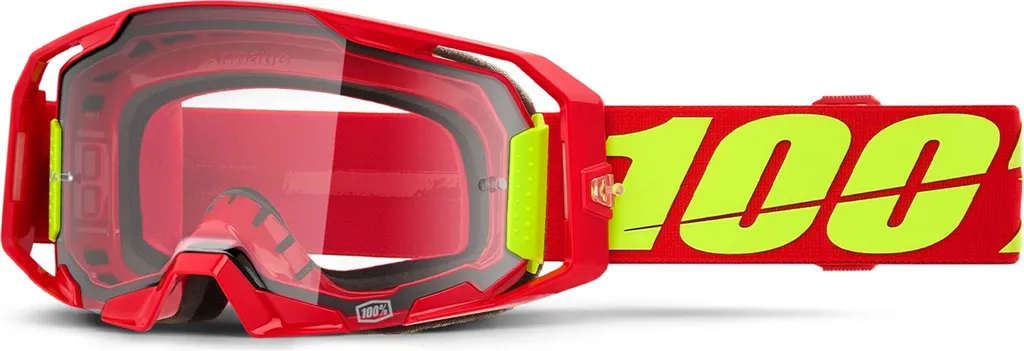 100% ARmatic Rosso Lente Clear - Maschera Moto Cross Professionale