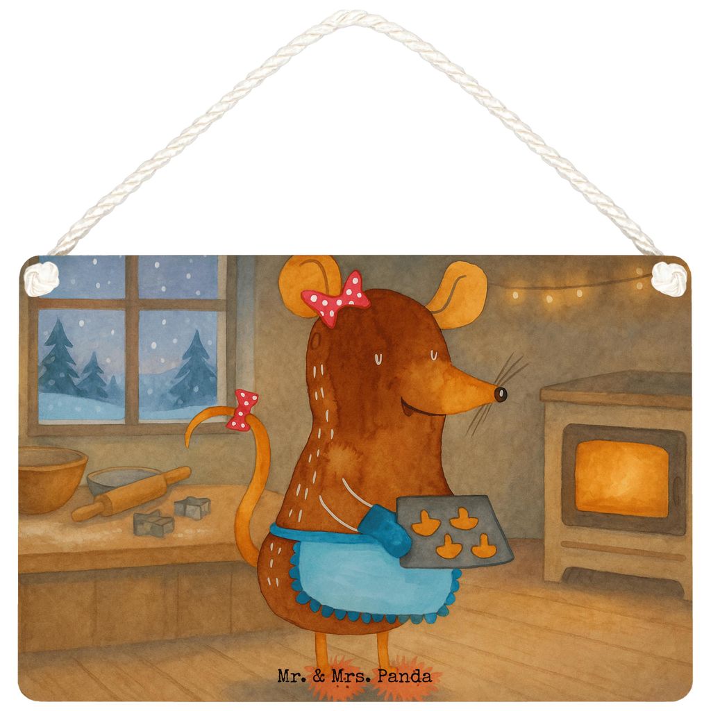 Mr. & Mrs. Panda Schild Maus Kekse Design DIN A5 - Weiß - Geschenk, holzbild, Holzschild, wandtafel, Winter, sprüche, Weihnachten, Türschild, Pl...