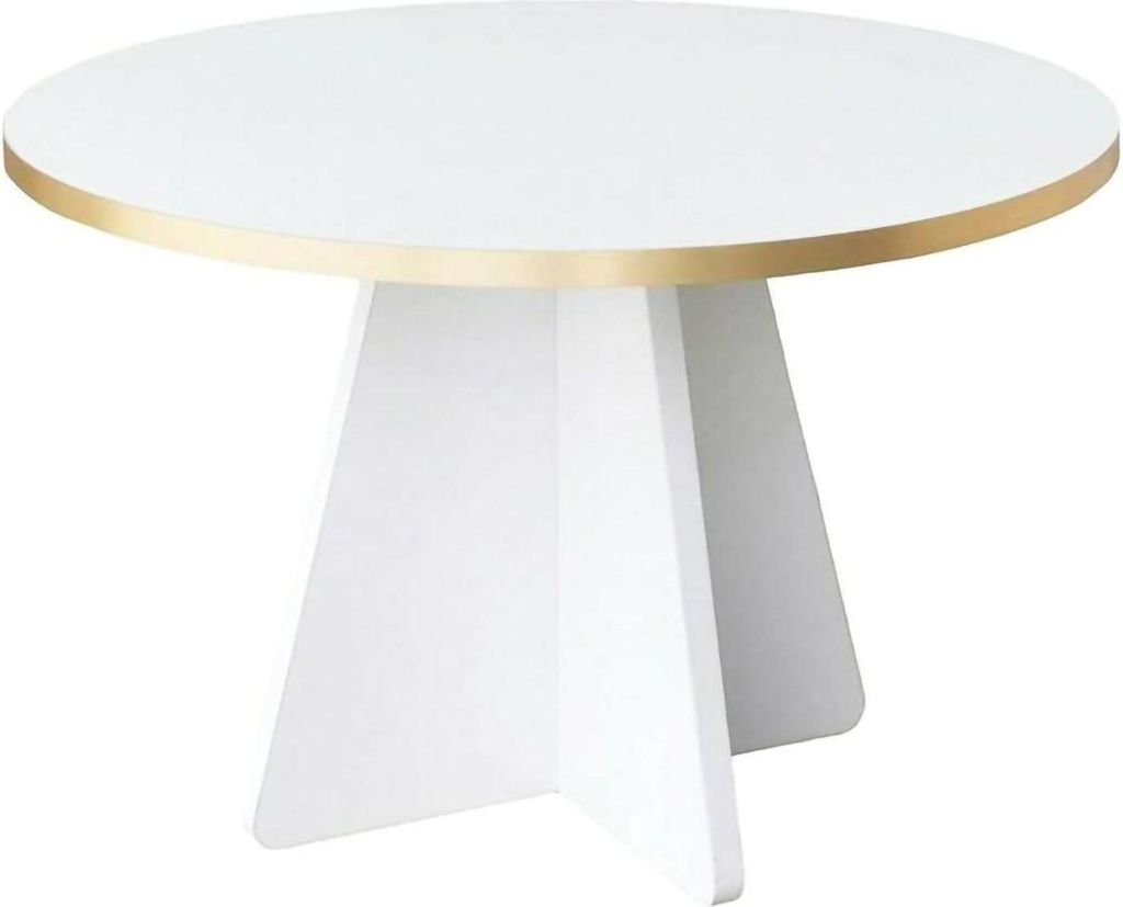 Wohnzimmertisch Dkluiver, Niedriger Wohnzimmertisch, Kaffeeregal, Couchtisch für Sofa, 60x60h40 cm, Gold und Weiß