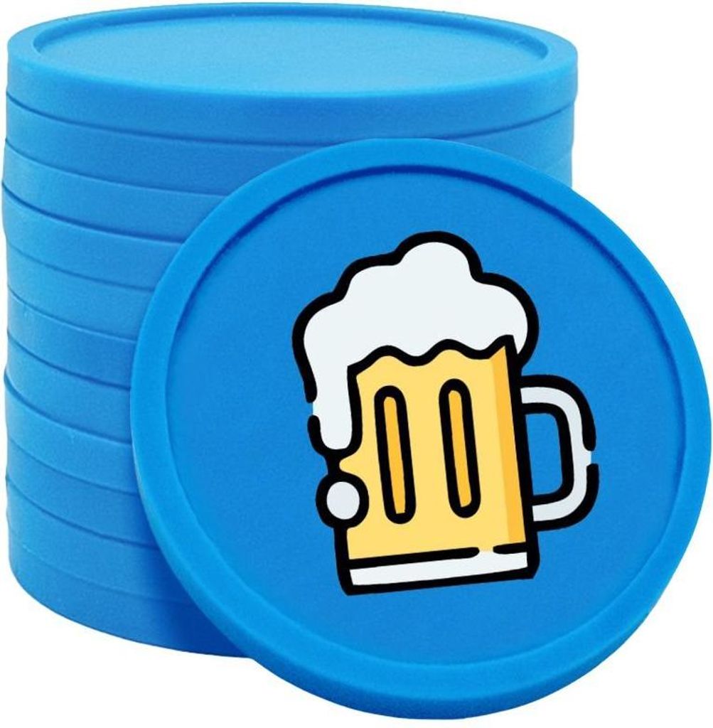 CombiCraft Kunststoff Wertmarken mit Bierkrug-Aufdruck in Blau 29 mm Durchmesser - 100 Stück pro Packung
