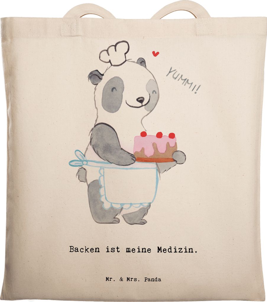 Mr. & Mrs. Panda Tote Bag Panda Backen - Transparent - Geschenk, Laptoptasche, Tasche, Shopping, canvas, Beutel, Kuchen, Hobbybäcker