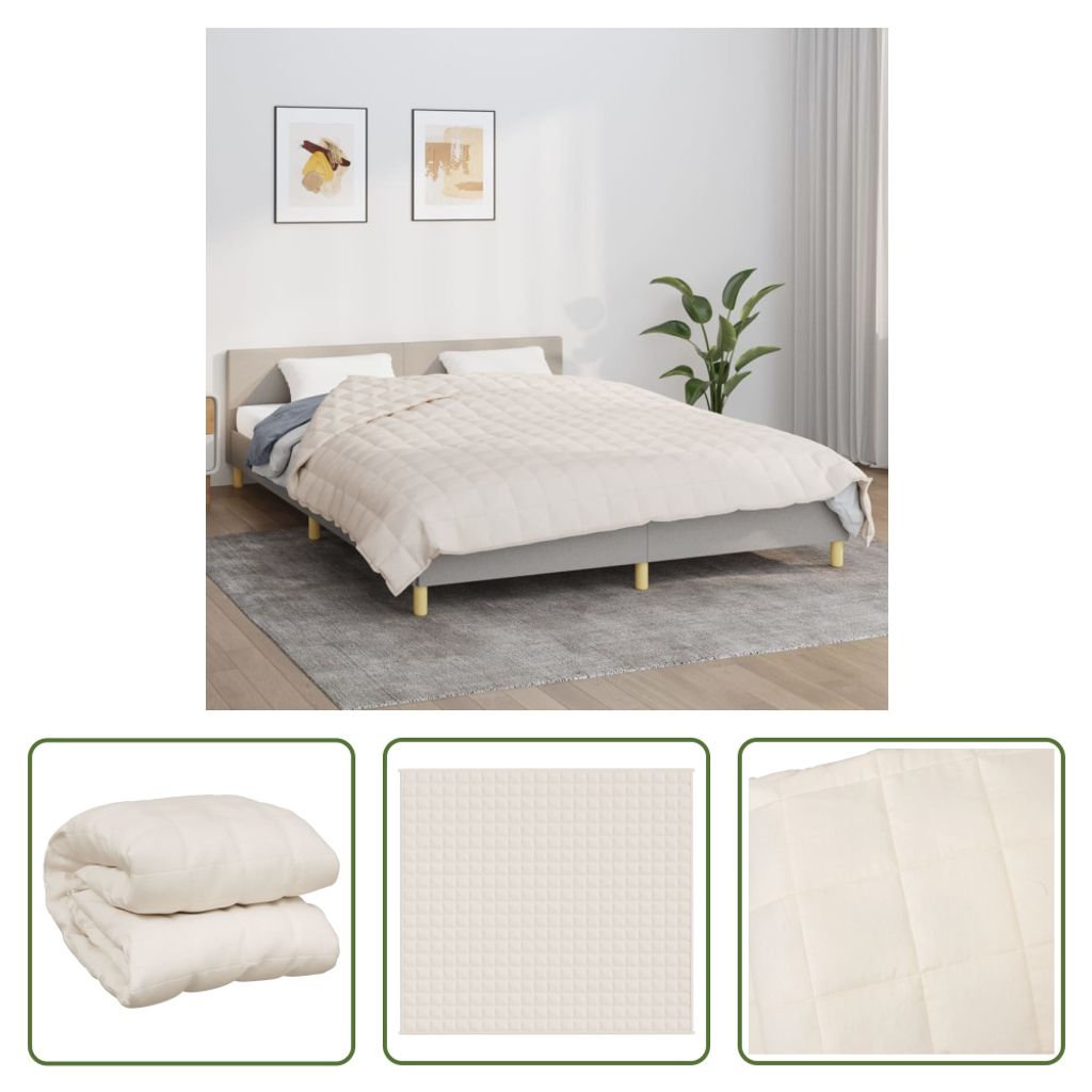The Living Store Gewichtsdecke Hellcreme 200x220 cm 9 kg Stoff