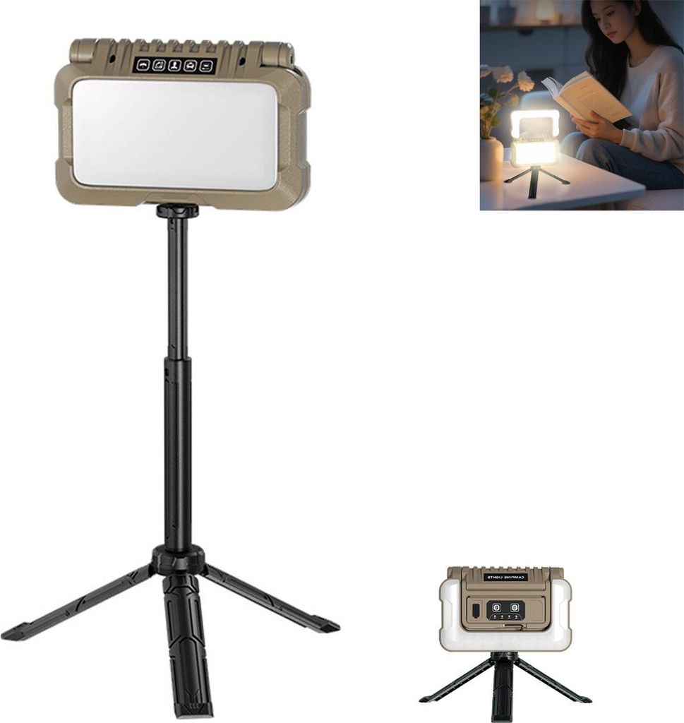 Faltbare LED-Campinglampe mit Dual-Seitenlicht & 5 Modi – 4800 mAh USB-C wiederaufladbar, stufenloses Dimmen, ideal für Camping, Haushalt & Notf...