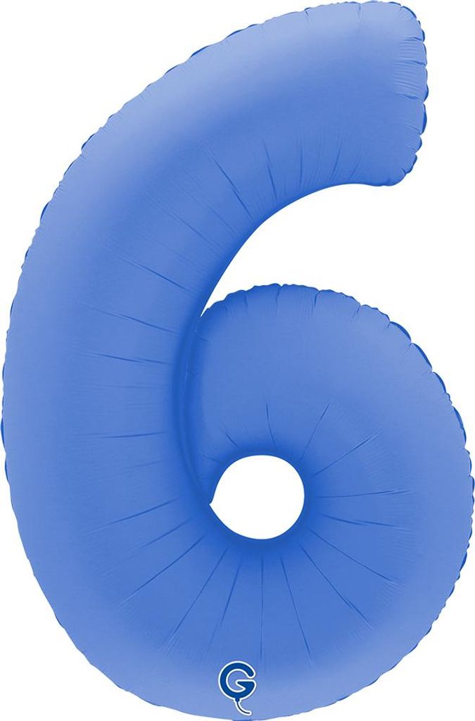XXL Zahlen Folienballon 40"/102cm | Matt Lotus Blue Zahl: 6