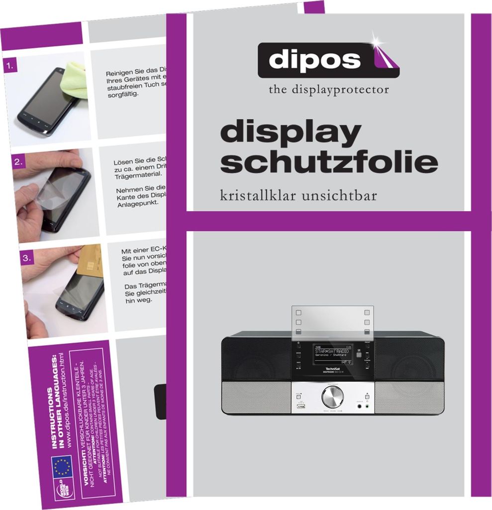 3x Schutzfolie für TechniSat Digitradio 360 CD IR klar Displayschutzfolie Folie Display Schutz dipos