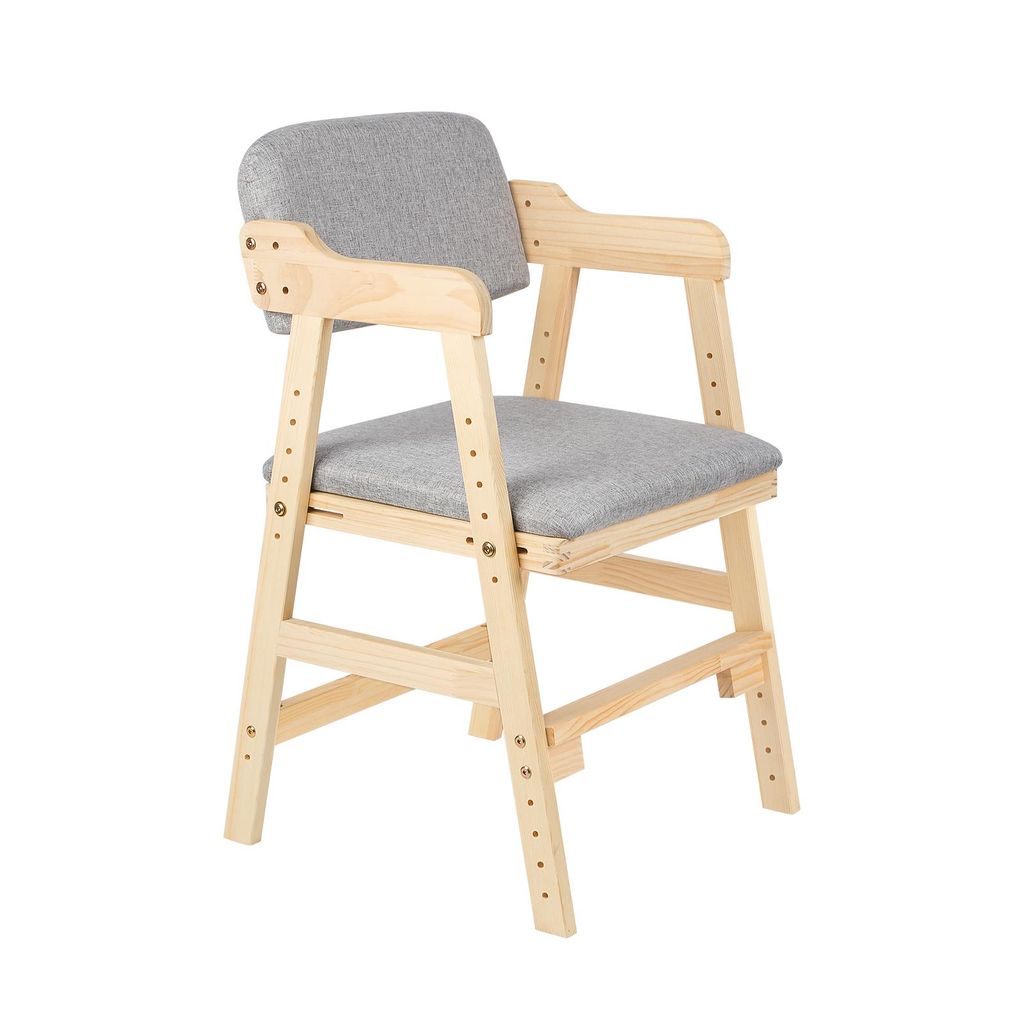 MIPAN Hochstuhl Lernstuhl höhenverstellbarer Holzhochstuhl für kinder von 2 bis 12 Jahren,zum Essen und Lernen,Grau