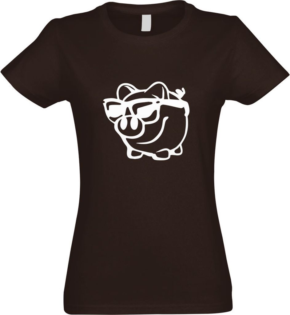 Kiwistar - T-Shirt tailliert - Damen - Chocolate - Sparschwein Spardose - mit Motiv Bedruckt - Funshirt Design - Sport - Freizeit - Damen - M
