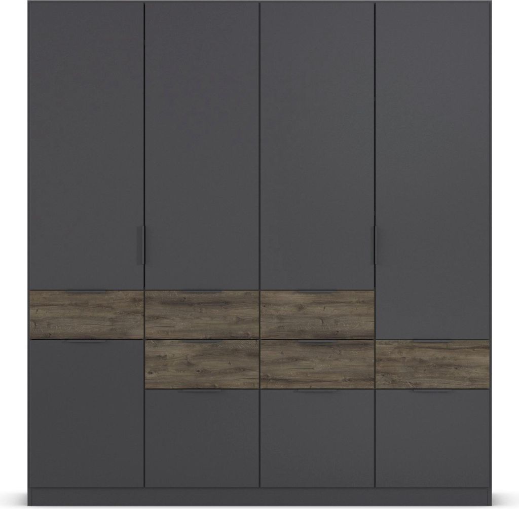 Rauch MATS Kleiderschrank 5-türig Grau Metallic mit 2 Fachböden und 1 Kleiderstange