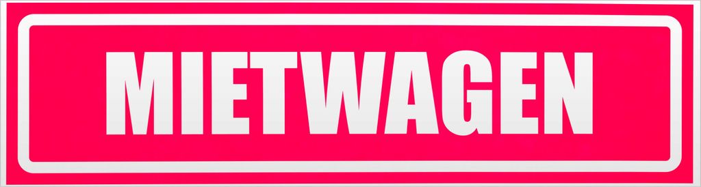 Kiwistar Mietwagen invertiert Magnetschild Schild magnetisch - 60cm Neonpink - Magnetfolie für Auto PKW Kfz