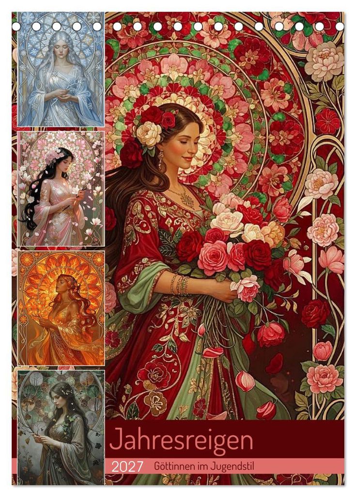 Jahresreigen - Göttinnen im Jugendstil (Tischkalender 2027 DIN A5 hoch), CALVENDO Monatskalender