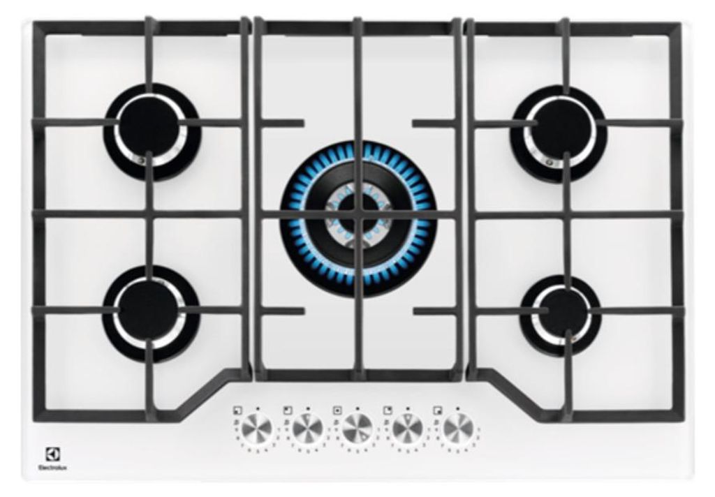 Electrolux KGG75362W, Weiß, Integriert, 75 cm, Gaskochfeld, Glas, 5 Zone(n)
