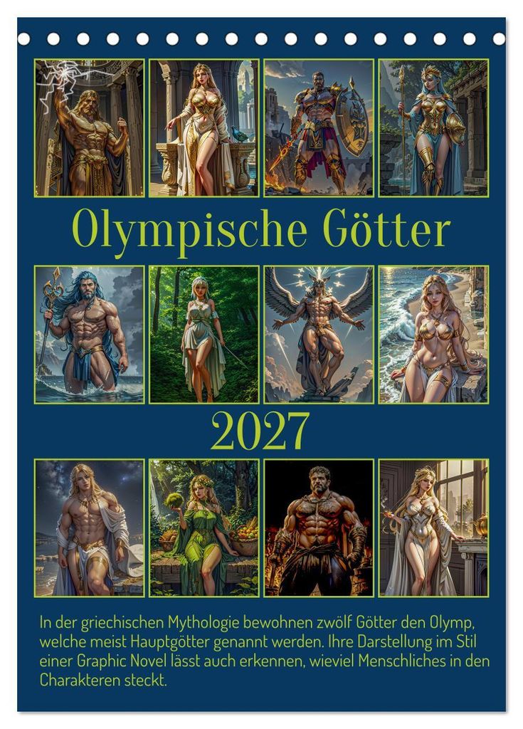 Olympische Götter (Tischkalender 2027 DIN A5 hoch), CALVENDO Monatskalender